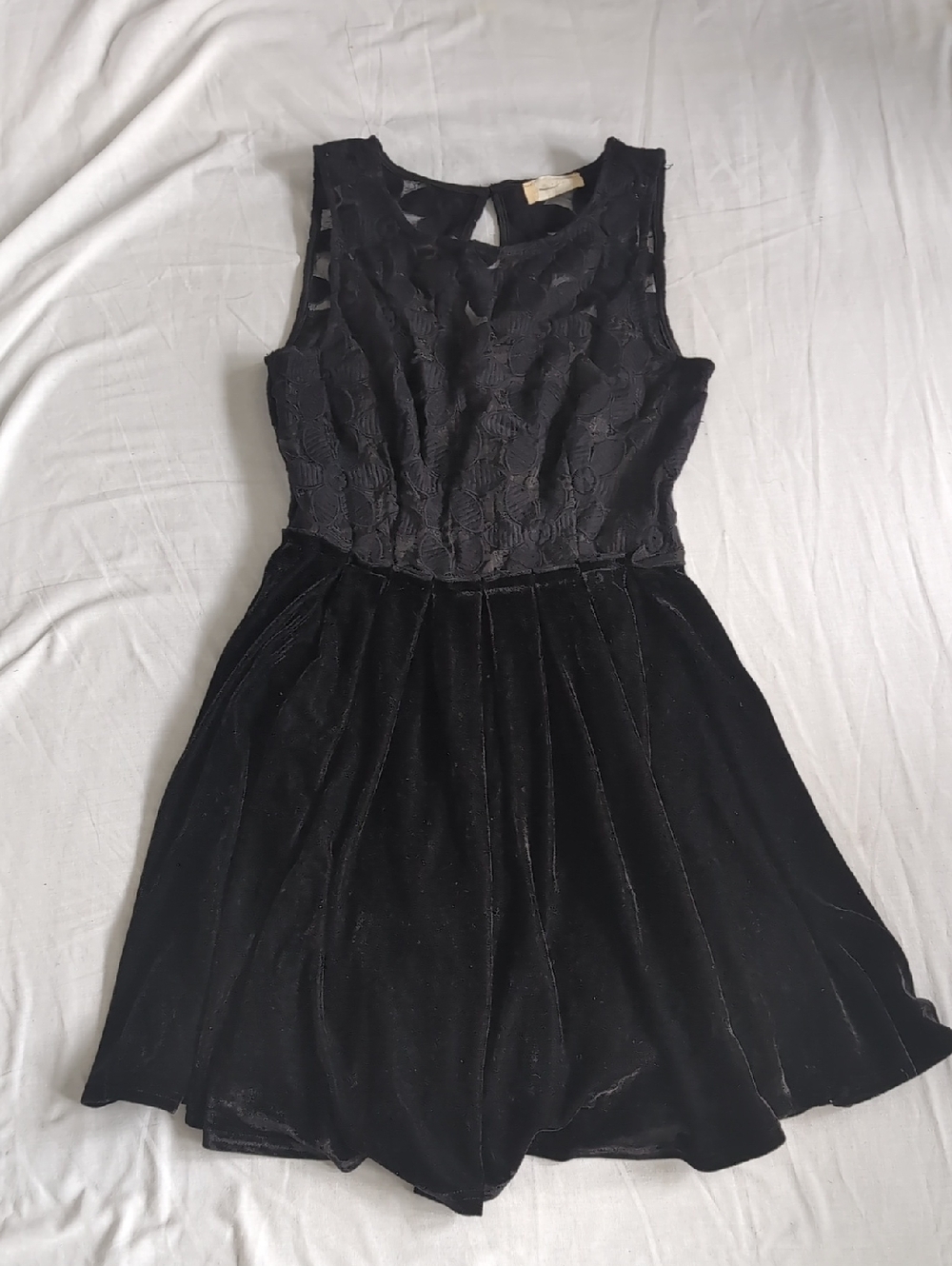 Altar'd State Black Lace Bodice Velvet Skirt Mini Dress